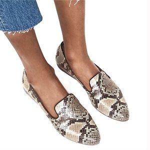 Veronica Beard NWT Griffin 2 Natural Snake Print Leather Slip On Flat Loafer 7M